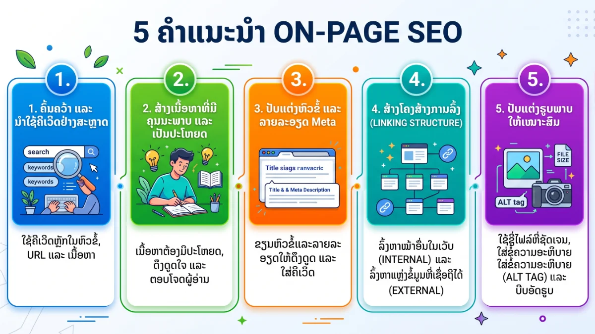5 ເຕັກນິກປັບແຕ່ງ On-Page SEO ດ້ວຍຕົນເອງ ໃຫ້ເວັບໄຊຕິດໜ້າທຳອິດ Google